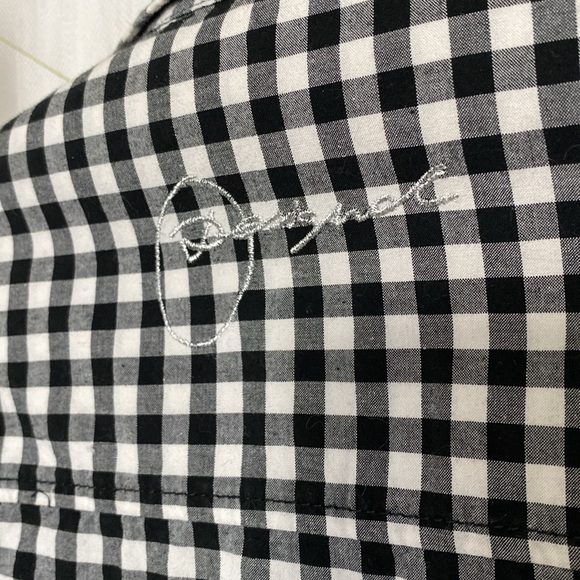 Desigual plaid black/white embroidery details, roll tap sleeves Size M - Picture 7 of 17